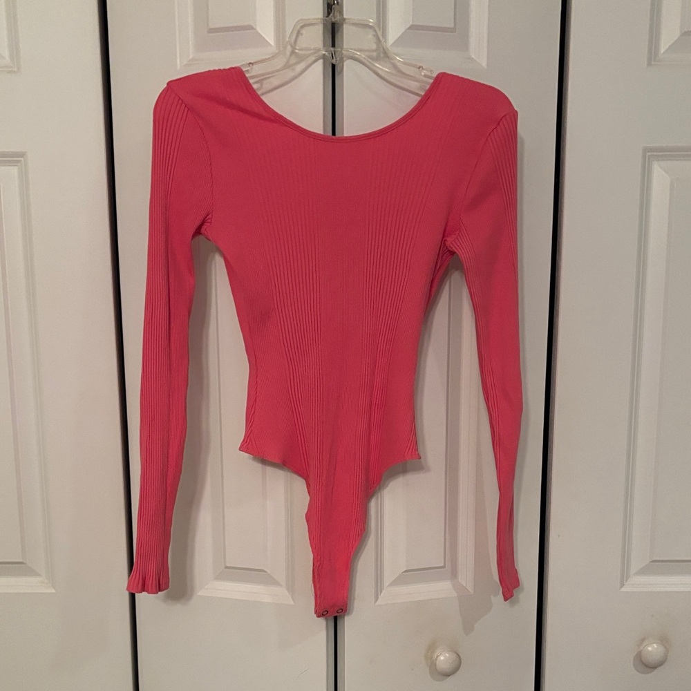 Aerie Vibrant Pink Ribbed Bodysuit